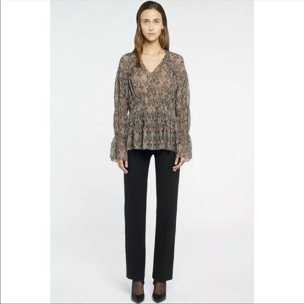 Ito Janie Bell Sleeve Ruffle Printed Blouse